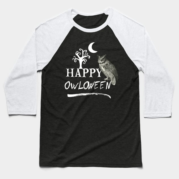 Halloween Owl Baseball T-Shirt by Biophilia